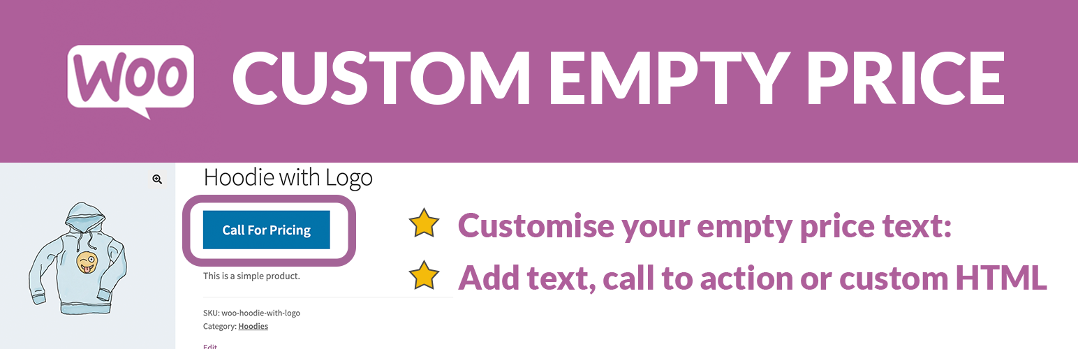 Woo Custom Empty Price – Add your own call to action when your product has no price